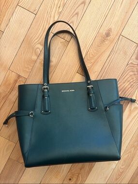 Michael Kors Forest Green Large Voyager Tote with Gold Logo